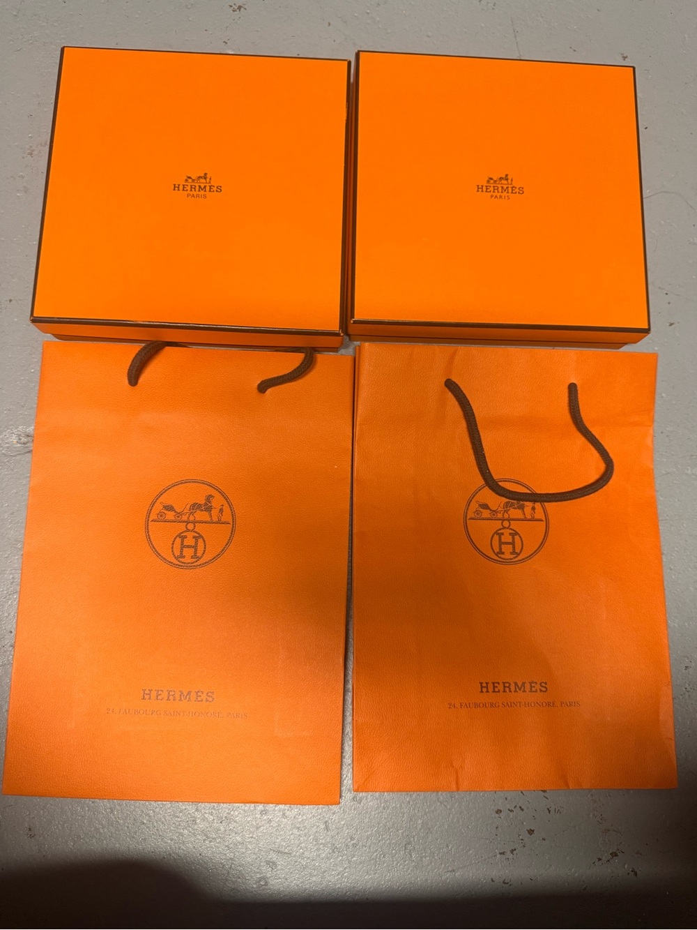 Lot of 2 Authentic Hermes Empty Boxes + 2 Shopping Bags - Gift Set Bundle